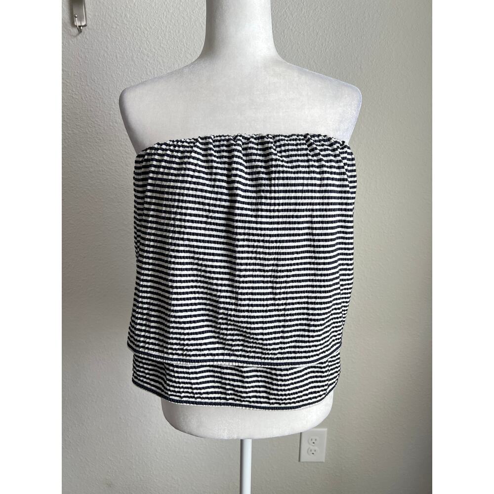 Club Monaco Tevin Black White Stripe Strapless Top Women's M Layered Relaxed